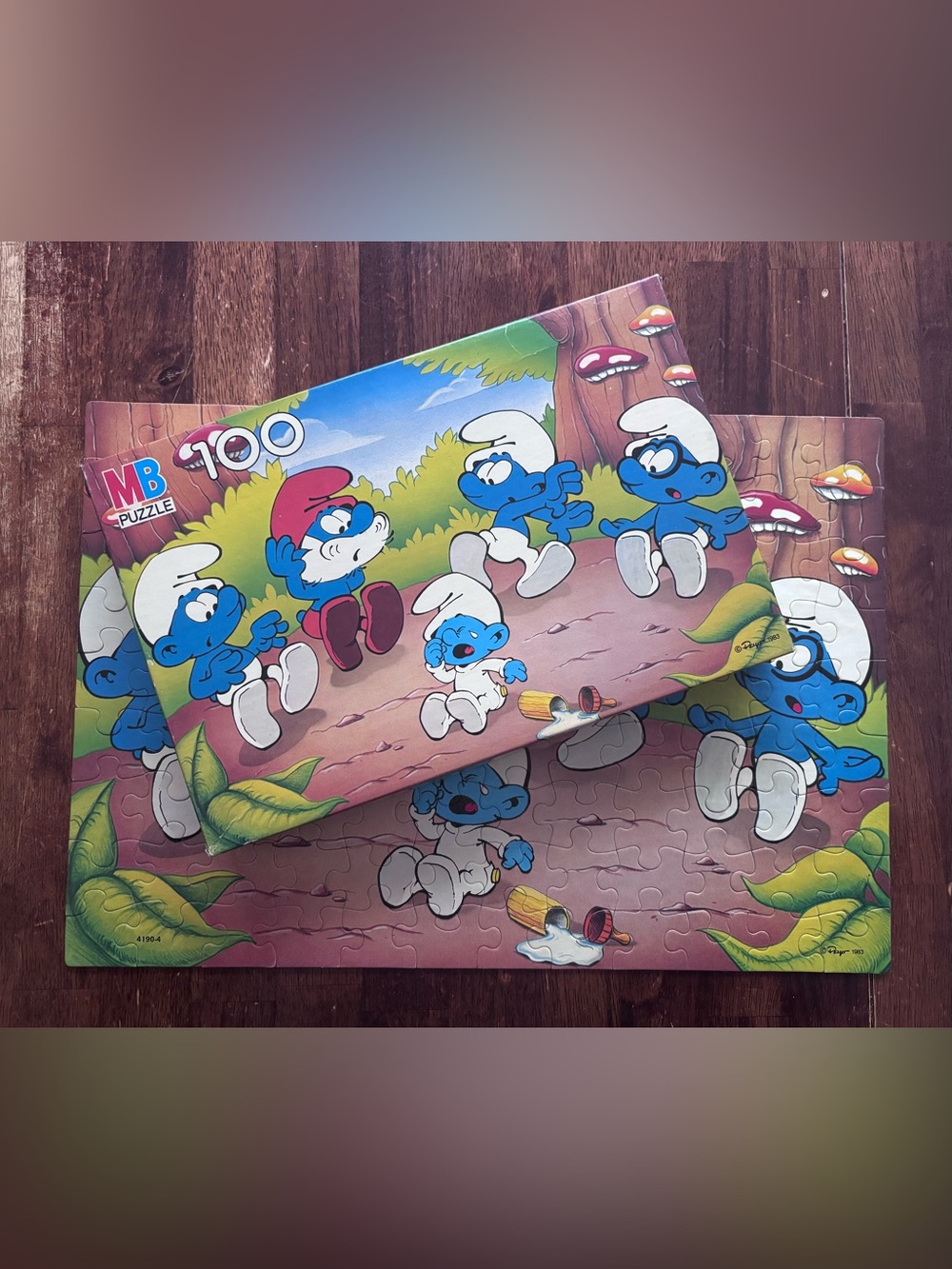 Smurfs Puzzle Vintage 1983 Milton Bradley "Spilled Milk" 100 pc complete